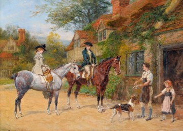  Heywood Oil Painting - hunters guest rural 2 Heywood Hardy horse riding